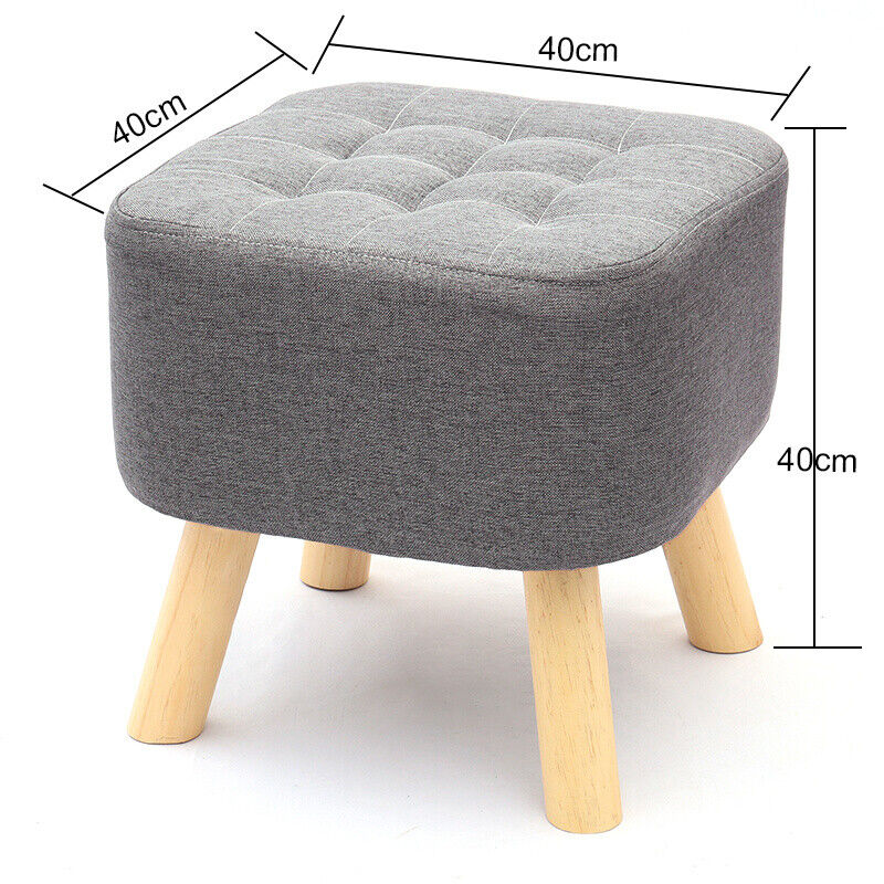 Square Wood Footstool Footrest Pouffe Foot Stool Padded Ottoman Seat Bench Chair