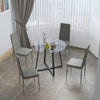 Compact Round Glass Dining Table & 2/4 Chairs Set Kitchen Room Home Furniture UK