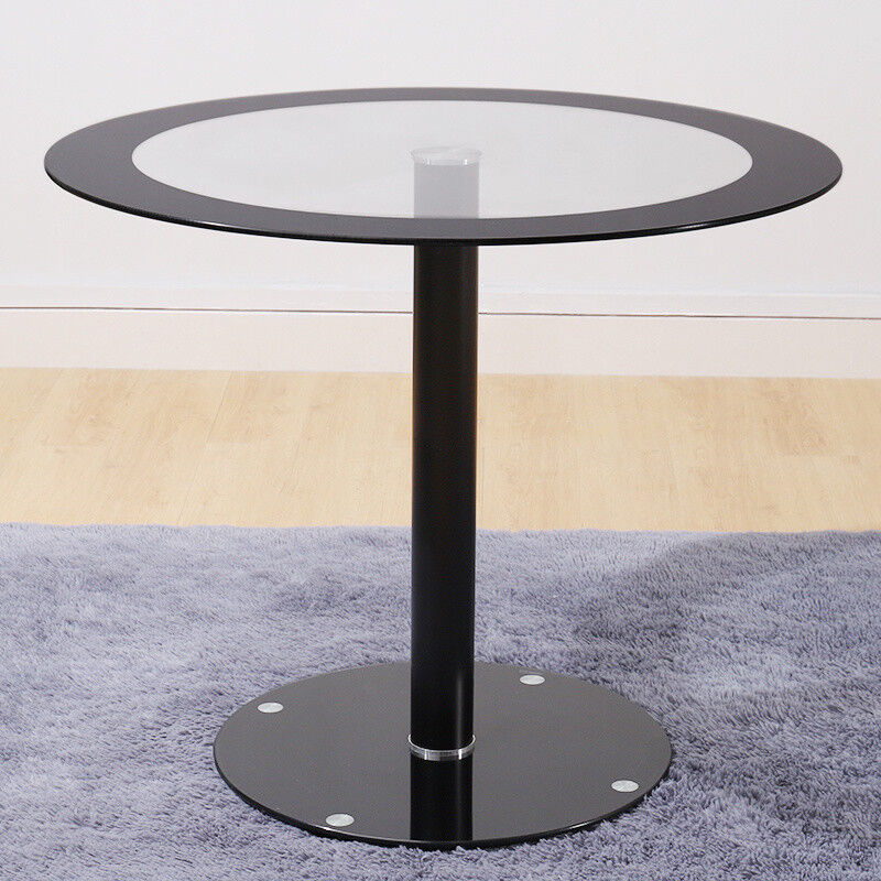 Round Glass Dining Table 4 Chairs Chrome Legs Home Kitchen Shop Office Furniture