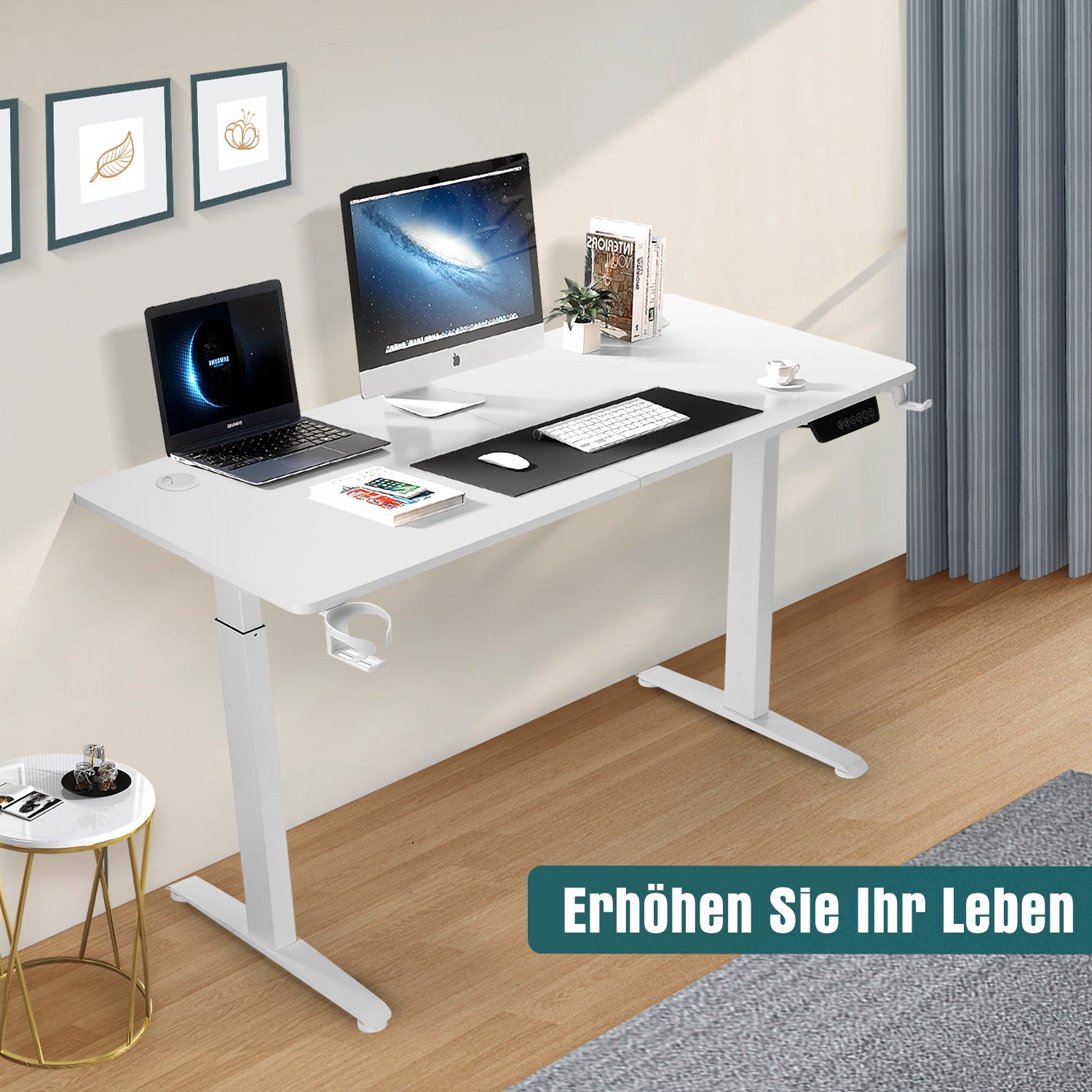Electric Standing Desk Frame Height Adjustable Low Noise Motor White/Black