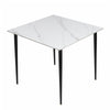 White / Grey Rectangle Dining Table Sintered Stone Top Metal Legs Dining Room