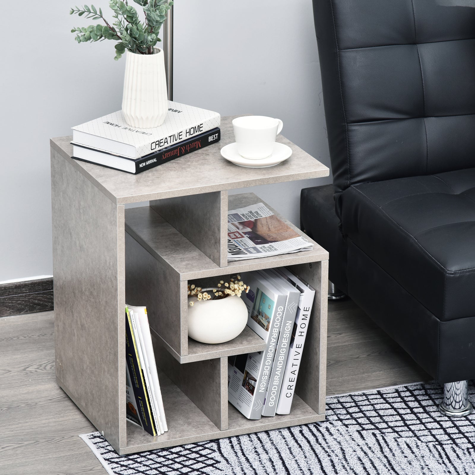 3-Tier Side End Table Open Shelves Storage Coffee Book Magazine Desk Living Room