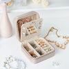 Small Portable Jewellery Box Organizer PU Leather with Mirror for Ring Necklace