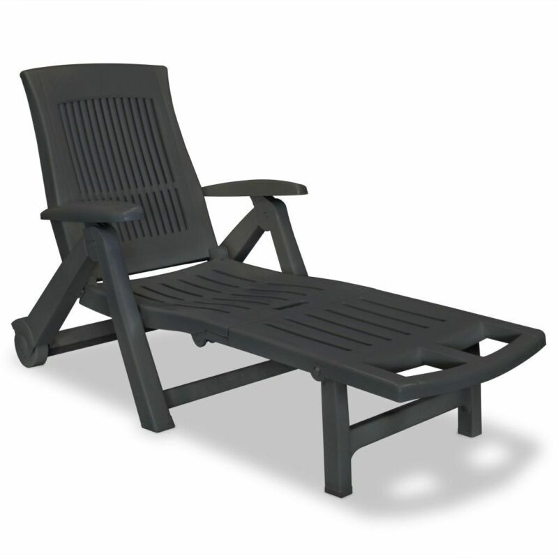 Sunlounger Footrest Plastic Outdoor Recliner Chair Garden Bench Seat Multicolor