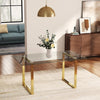 4-8 Seater Glass Dining Table Rectangular 1.6m in Glass Top& U Shaped Metal Legs