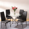 Round Tempered Glass Dining Table Set Or 2/4 PU Leather Chairs Kitchen Furniture