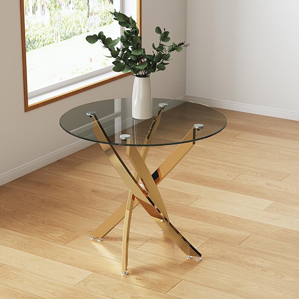 2/4/6 Seaters Dining Glass Table & High Backrest White Chairs Dinner Set Kitchen