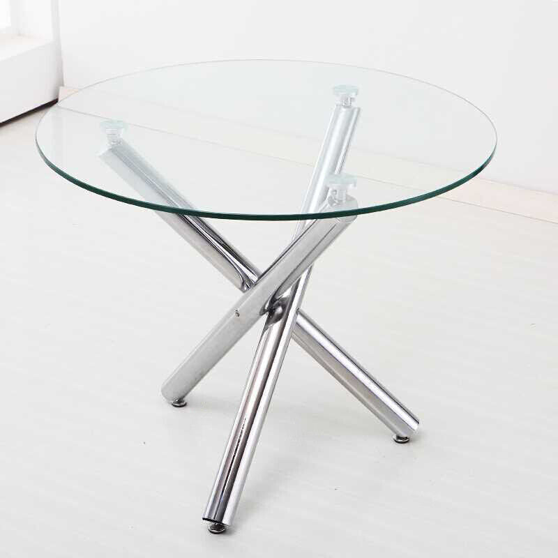 Round Glass Dining Table with 4/2 Chairs Office Home Living Room Kitchen Seats
