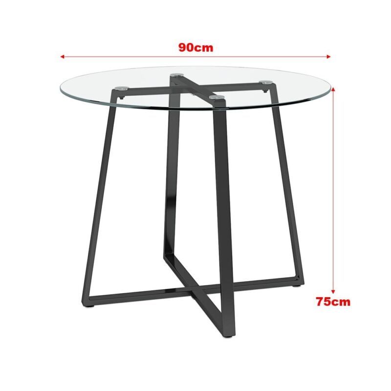 Tempered Glass Dining Table Modern Home Office Kitchen Table with Chrome Legs UK