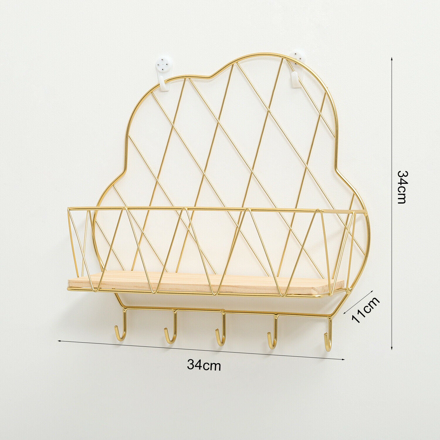 Wall-Mount Floating Wall Shelves Hanging Storage Display Golden Home Office Déco