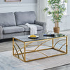 Coffee Table Stainless Steel Side Table W/Transparent Tempered Glass Home