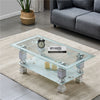 Rectangle Glass Coffee Table with Stroage Modern Living Room Furniture Chrome