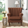 Studded Wing Back Fireside Chesterfield Armchair High Back Fabric Tub Sofa Chair