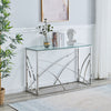 Coffee Table Stainless Steel Side Table W/Transparent Tempered Glass Home