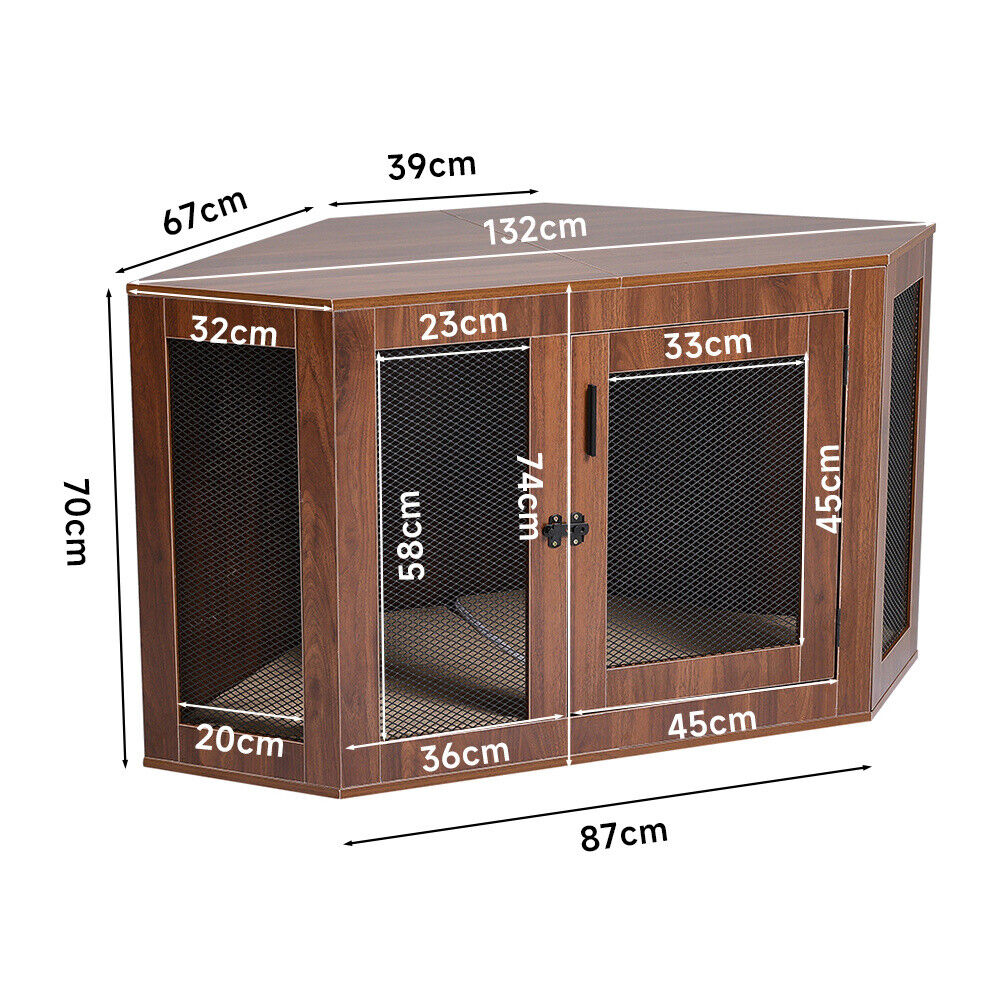 XL Wooden Puppy Cage Furniture Style Dog Crate End Table Pet Kennel House w/Door