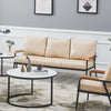 Modern 3-Seater Faux Leather Sofa Armchair Black/Cream/Brown Couches Living Room