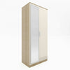 2 Door Wardrobe with Mirror Multicolor High Gloss Storage Hanging Rail Furniture