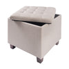 Footstool Ottoman with Lift Up Storage Box Pouffe Folding Linen Padded Footrest