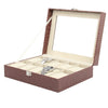6-24 Grid Slots Watch Box Leather Display Glass Top Jewelry Storage Case