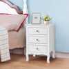 Bedside Table Nightstand of 3 Drawers Large End Table Bedroom Cabinet White