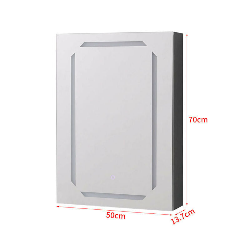 Led Bathroom Cabinet Wall Mounted Mirrored Storage Cupboard Shelf Sensor Switch