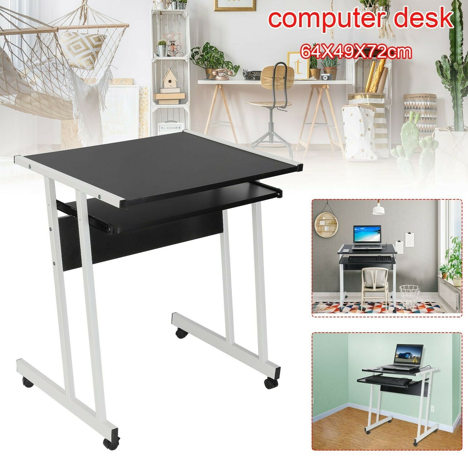 Home Office Computer Desk Study PC Writing Table Workstation Shelf Furniture UK