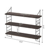 Adjustable 3 Tier Wall Floating Shelf with Metal Brackets Strong Bearing Shelves