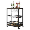 Serving Trolley Kitchen Trolley Cart, Wine Rack Storage Shelf, Lockable Wheels