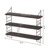 Adjustable 3 Tier Wall Floating Shelf with Metal Brackets Strong Bearing Shelves