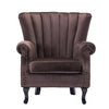 Upholstered Wing Back Chesterfield Sofa Velvet Button Tub Chair Scallop Armchair