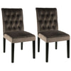 2X High Back Velvet Fabric Buttoned Back Dining Chairs Soft Side Chair Wood Legs