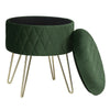 Velvet Round Ottoman Footstool with Storage Sofa Foot Stool Living Room Footrest