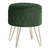 Storage Footstool Ottoman Footrest Makeup Dressing Table Stool with Gold Metal