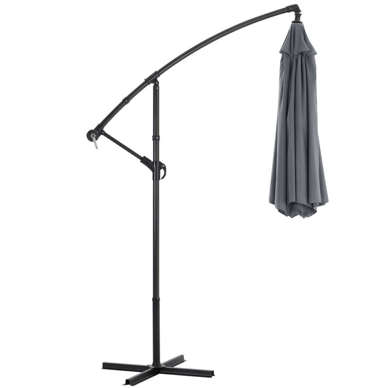 Sun Parasol Banana Parasol+Cross Base Set Hanging Umbrella Cantilever Shelter