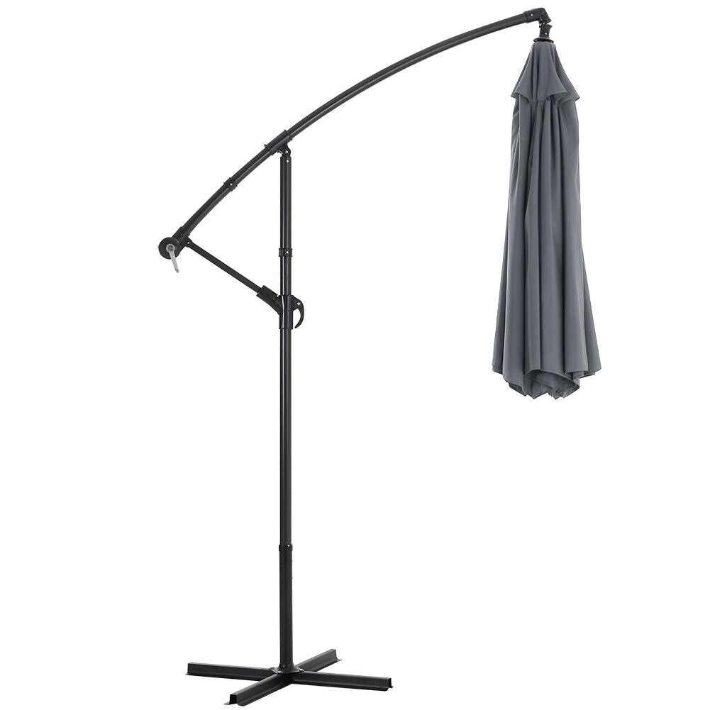 3M Banana Cantilever Umbrella Garden Parasol Sun Shade Patio Hanging Tilt Crank