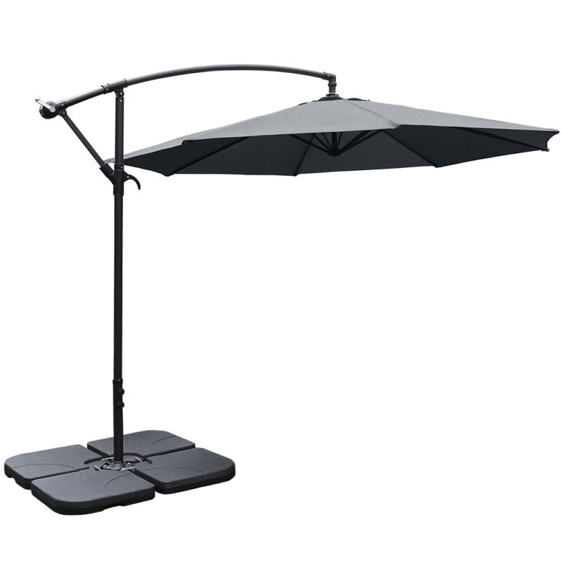 Sun Parasol Garden Sun Shade Umbrella Patio Outdoor Banana Parasol with Base Kit