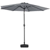 3M Round Garden Parasol with Tilt Crank Sunshade Outdoor Patio Umbrella Canopy