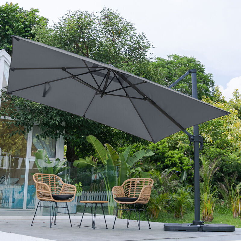 XL 3x3m Square Banana Parasol Outdoor Garden Patio Cantilever Hanging Umbrella