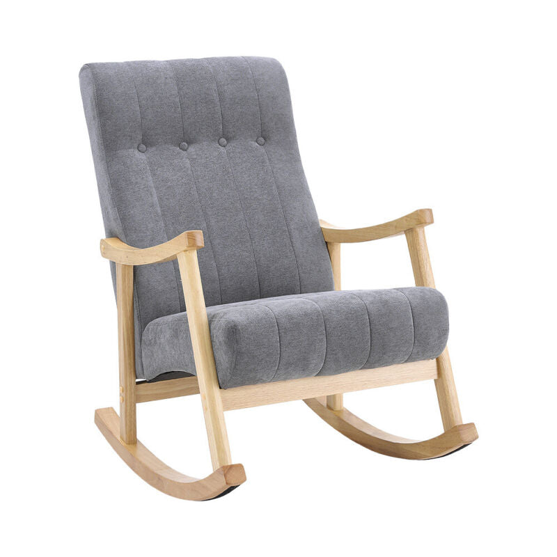 Solid Wood Frame Rocking Chairs Shell Back Rocker Sofa Cashmere Cushion Armchair