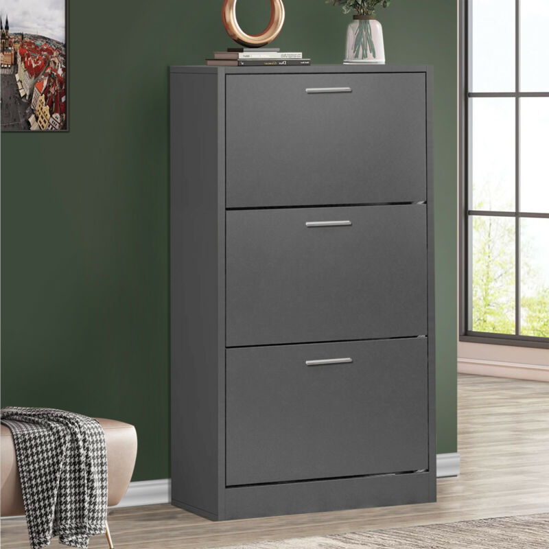 3 Drawer Shoe Cabinet Storage Cupboard Unit Shoe Rack Wooden Stand Organiser