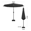 Solar LED Strip Parasol Outdoor Garden Sun Shade Umbrella With Crank Tilt