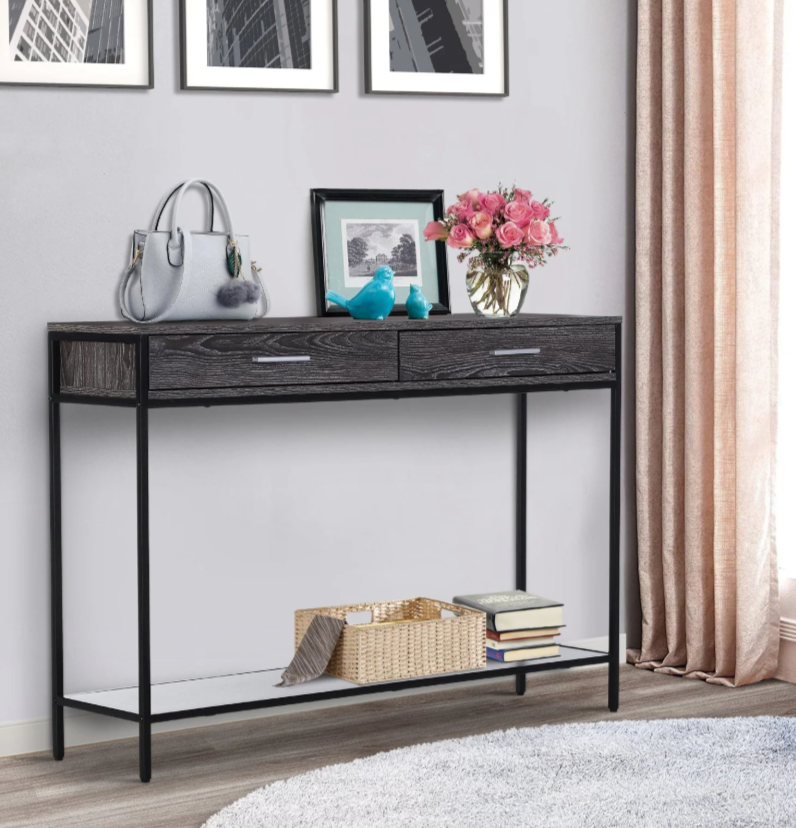 Slim industrial console table deals