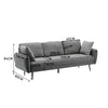 Grey Linen Fabric 3 Seater Sofa Couch Padded Settee w/ Pillows Metal Legs Lounge