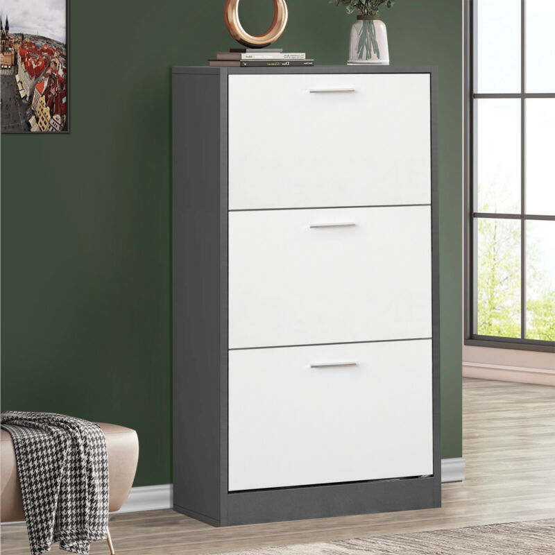 3 Drawer Shoe Cabinet Storage Cupboard Unit Shoe Rack Wooden Stand Organiser