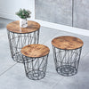 Pack of 3 Round Nested Geometric Wire Occasional Side End Table Storage Basket