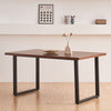 Wood Dining Table Set no w/6 Faux Leather Chairs Seat Kitchen Home Furniture