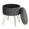 Velvet Round Ottoman Footstool with Storage Sofa Foot Stool Living Room Footrest