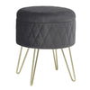Storage Footstool Ottoman Footrest Makeup Dressing Table Stool with Gold Metal