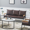 Modern 3-Seater Faux Leather Sofa Armchair Black/Cream/Brown Couches Living Room