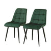 2pcs Velvet Soft Padded Seat Back Dining Chairs Set Lint Fabric Metal Legs Chair